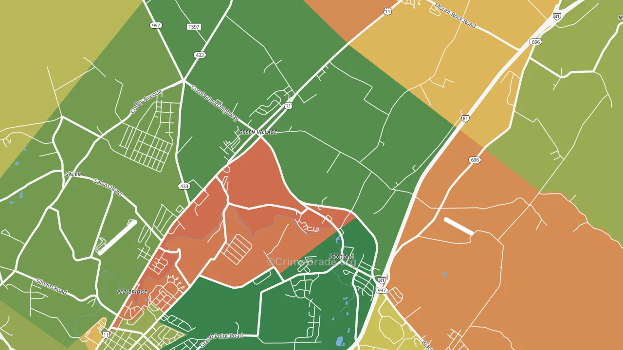 Scotland, PA Map of Arson Rates
