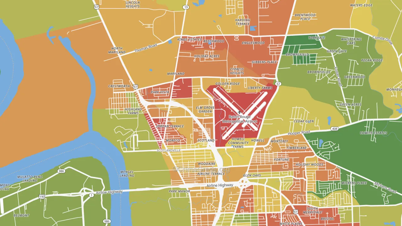 Scotlandville, Baton Rouge, LA Map of Arson Rates