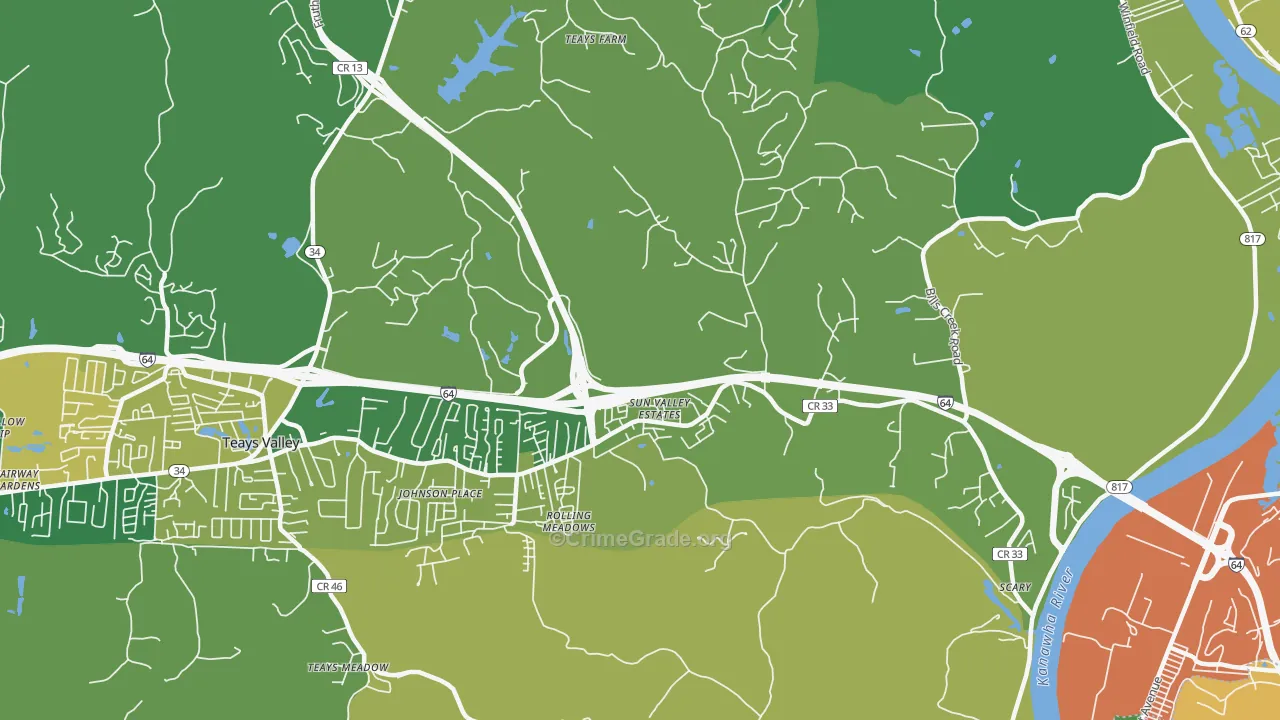 Scott Depot, WV Map of Arson Rates