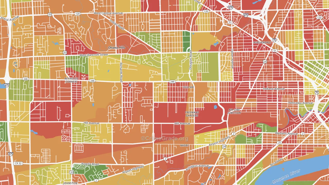 Scott Park, Toledo, OH Map of Arson Rates