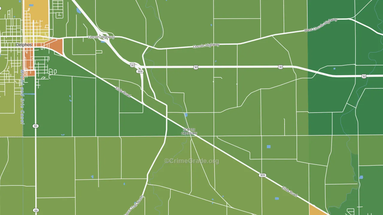 Scotts Crossing, OH Map of Arson Rates