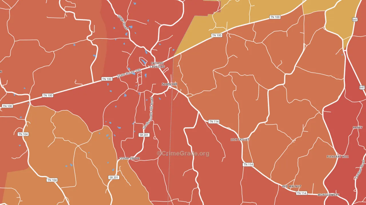 Scotts Hill, TN Map of Arson Rates