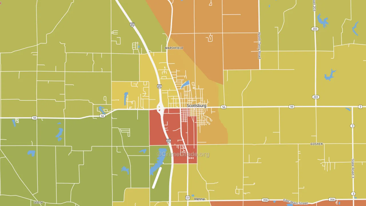 Scottsburg, IN Map of Arson Rates