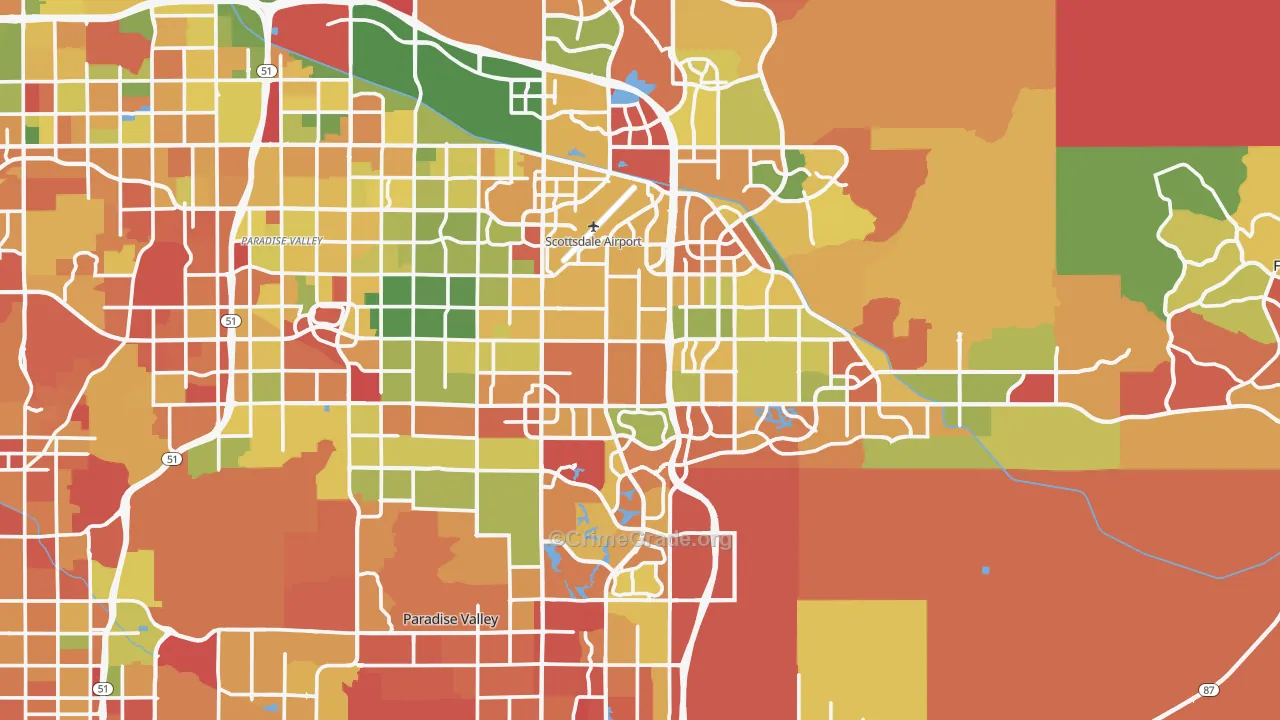 Scottsdale, AZ Map of Arson Rates