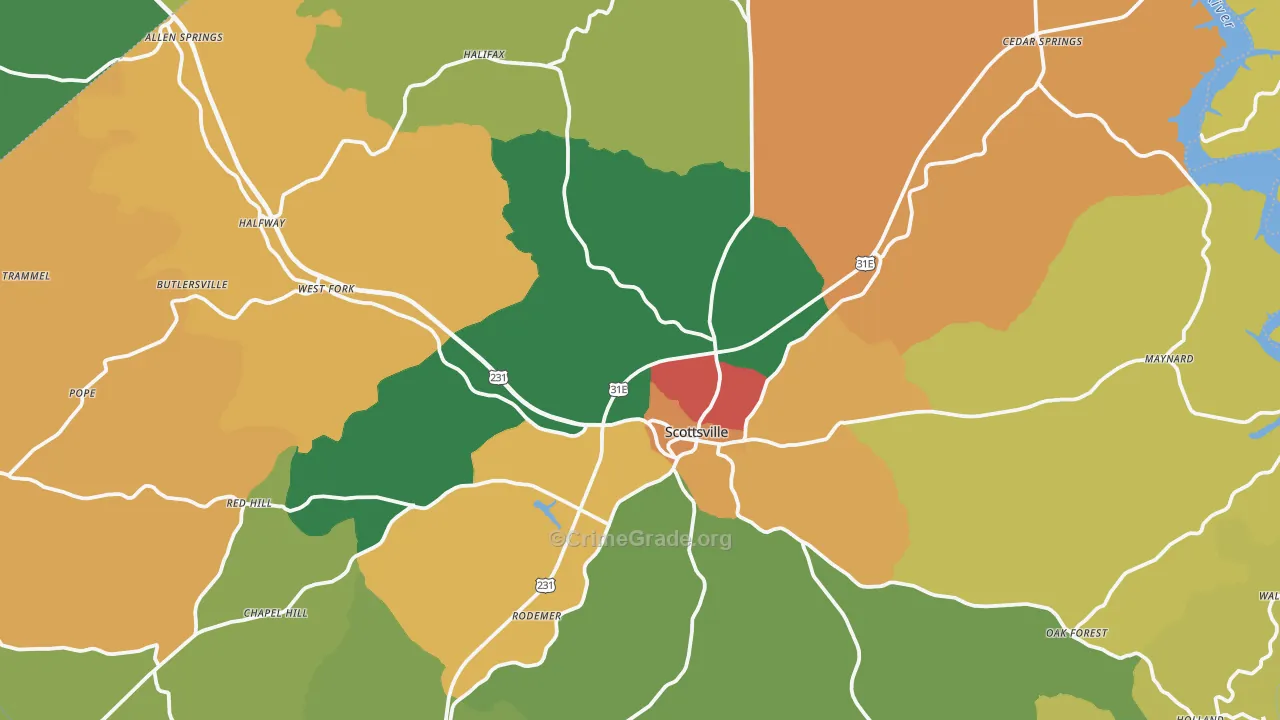 Scottsville, KY Map of Arson Rates