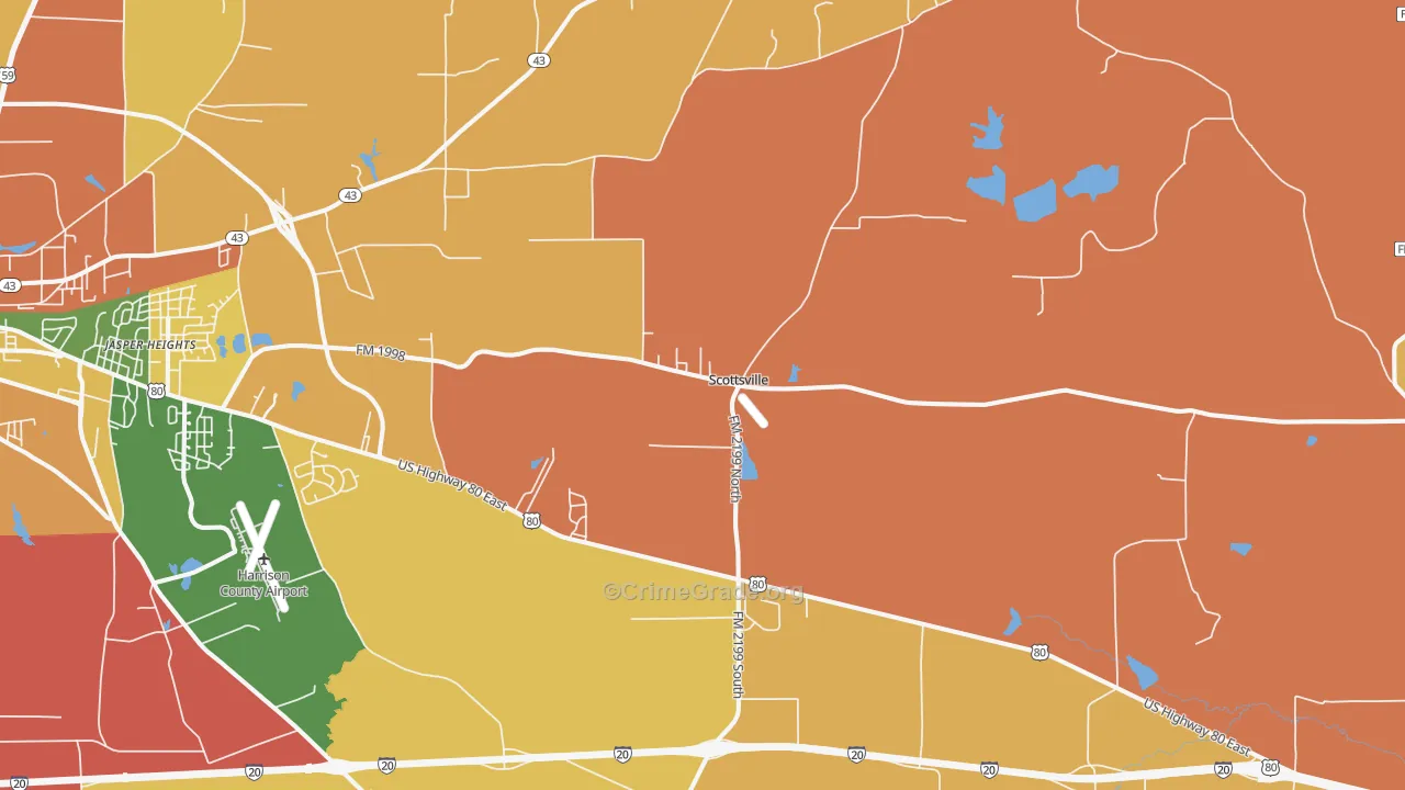 Scottsville, TX Map of Arson Rates
