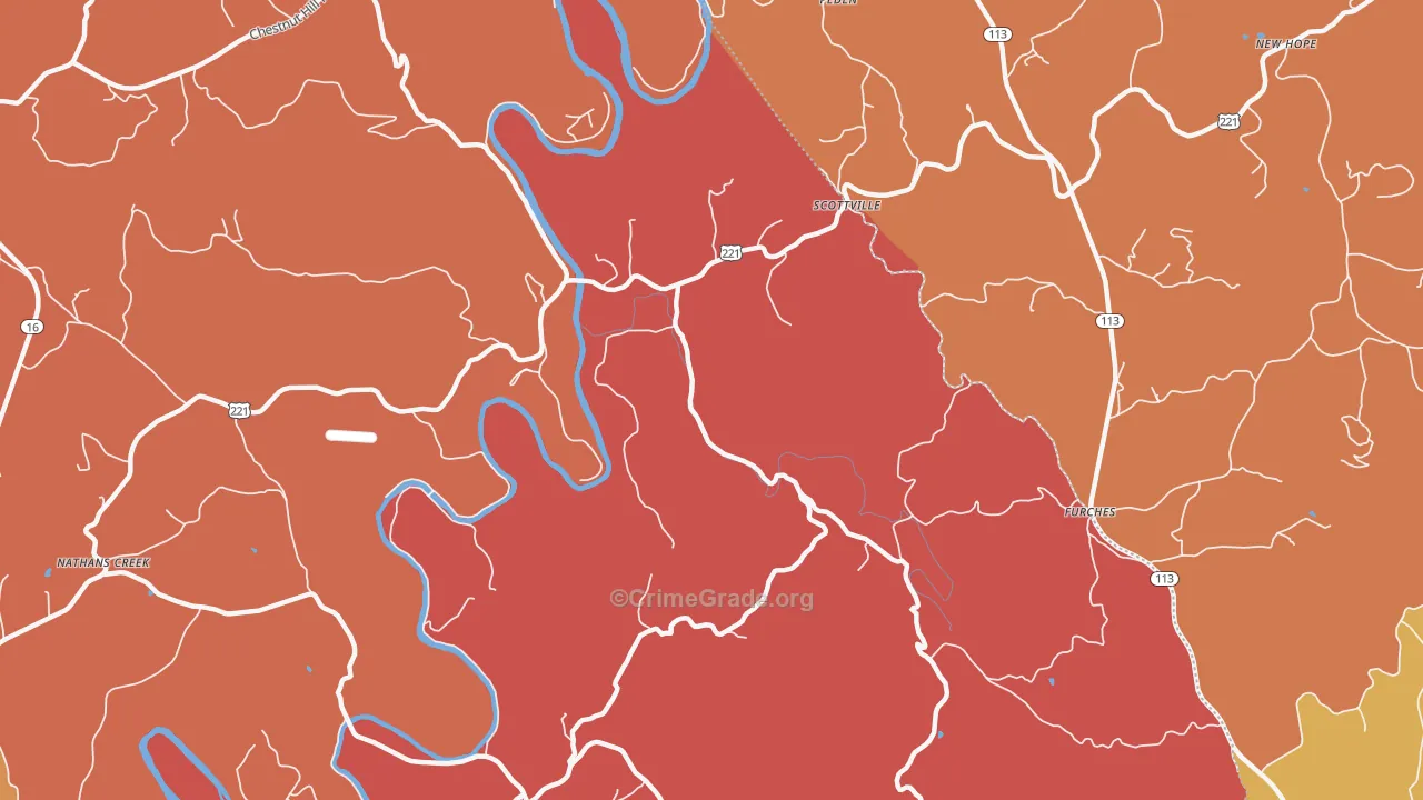 Scottville, NC Map of Arson Rates