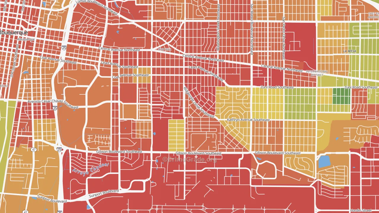 Se Heights, Albuquerque, NM Map of Arson Rates