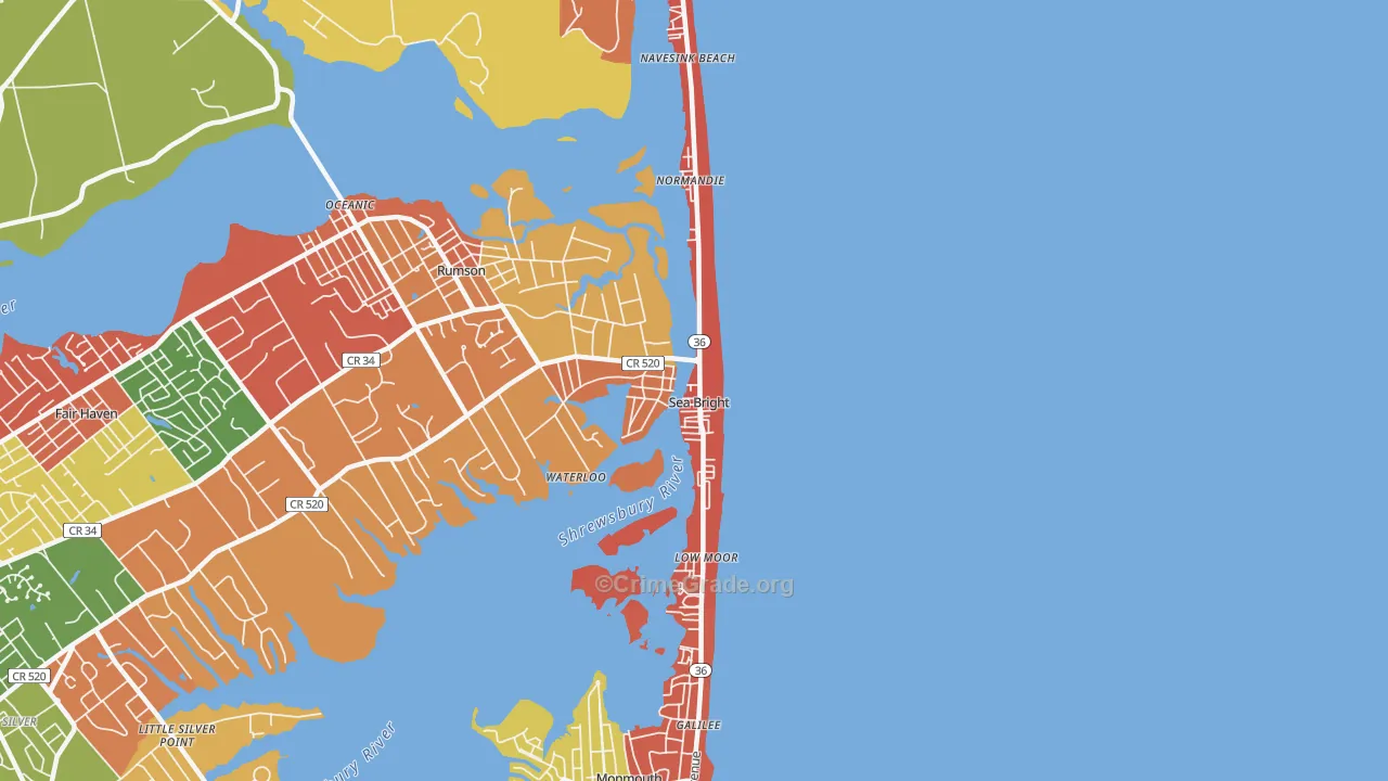 Sea Bright, NJ Map of Arson Rates