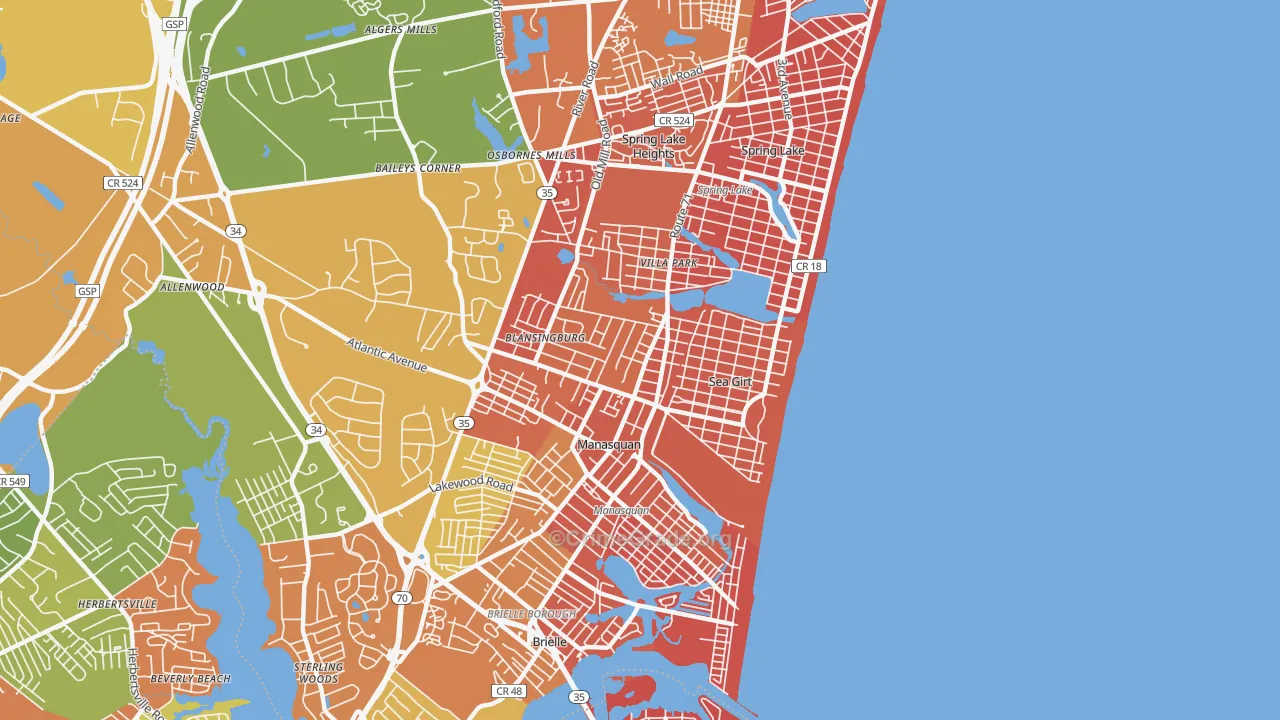 Sea Girt, NJ Map of Arson Rates