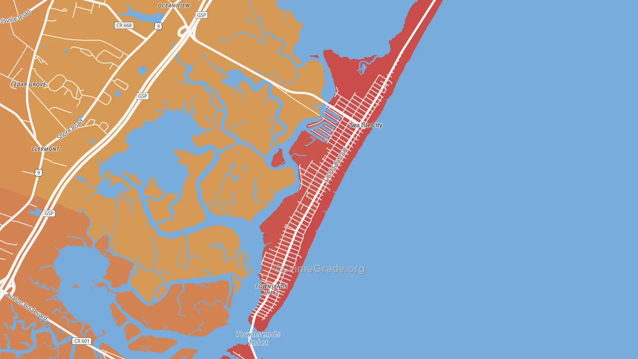 Sea Isle City, NJ Map of Arson Rates