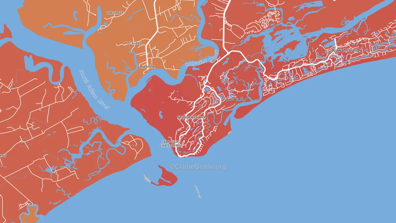Seabrook Island, SC Map of Arson Rates