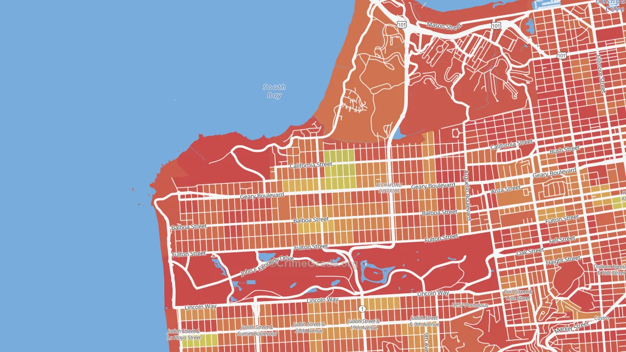Seacliff, San Francisco, CA Map of Arson Rates
