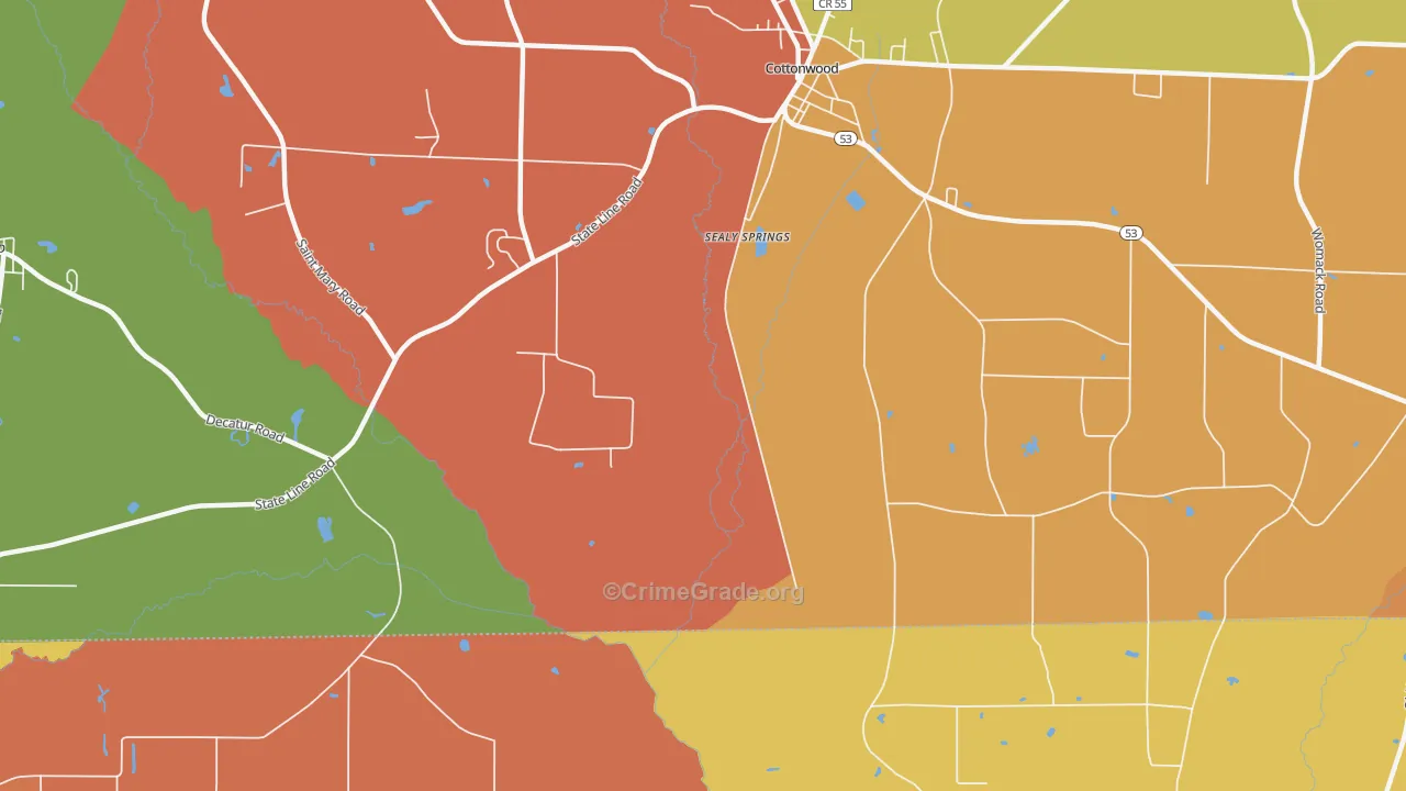Sealy Springs, AL Map of Arson Rates