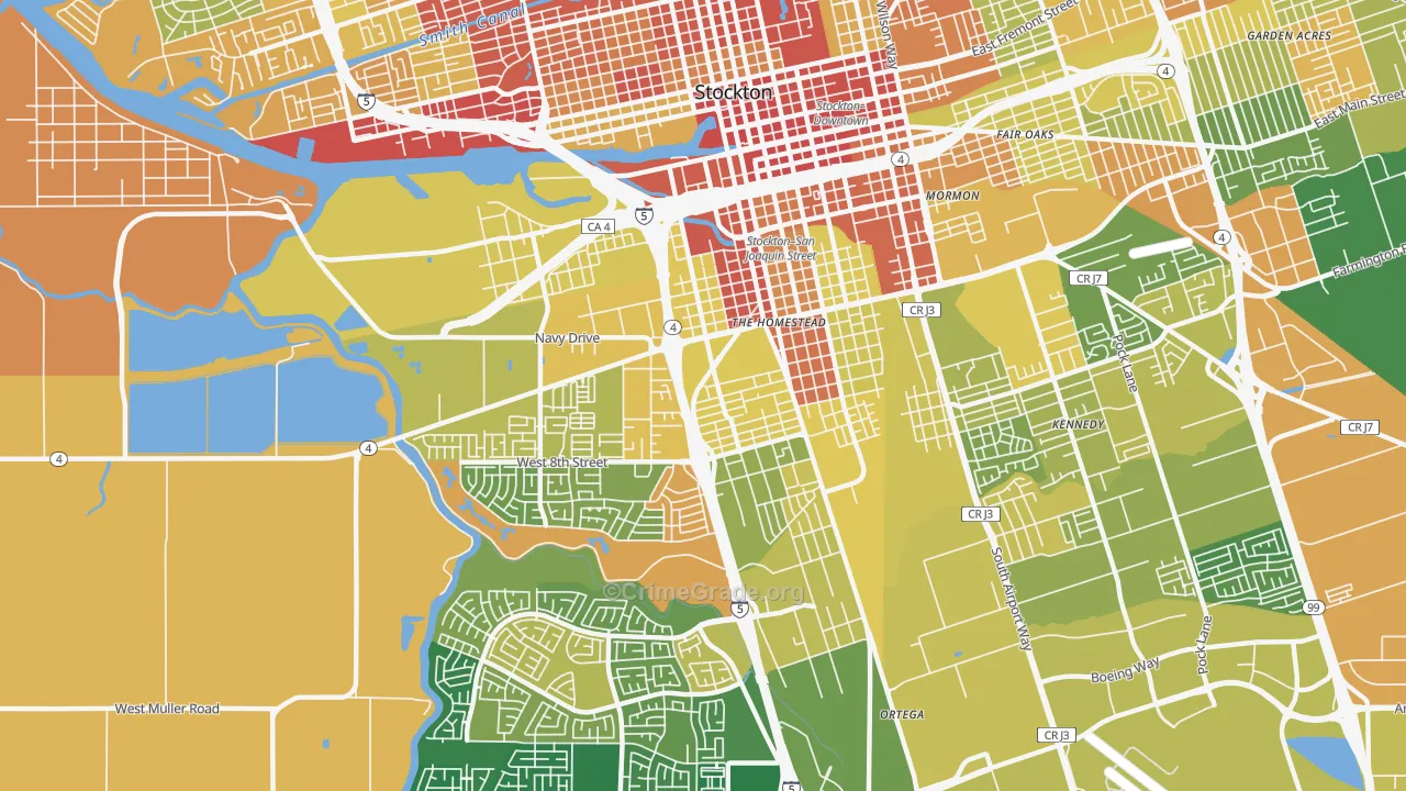 Seaport, Stockton, CA Map of Arson Rates