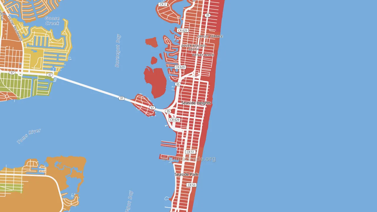 Seaside Heights, NJ Map of Arson Rates