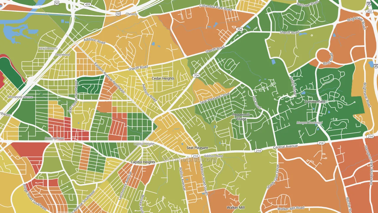 Seat Pleasant, MD Map of Arson Rates