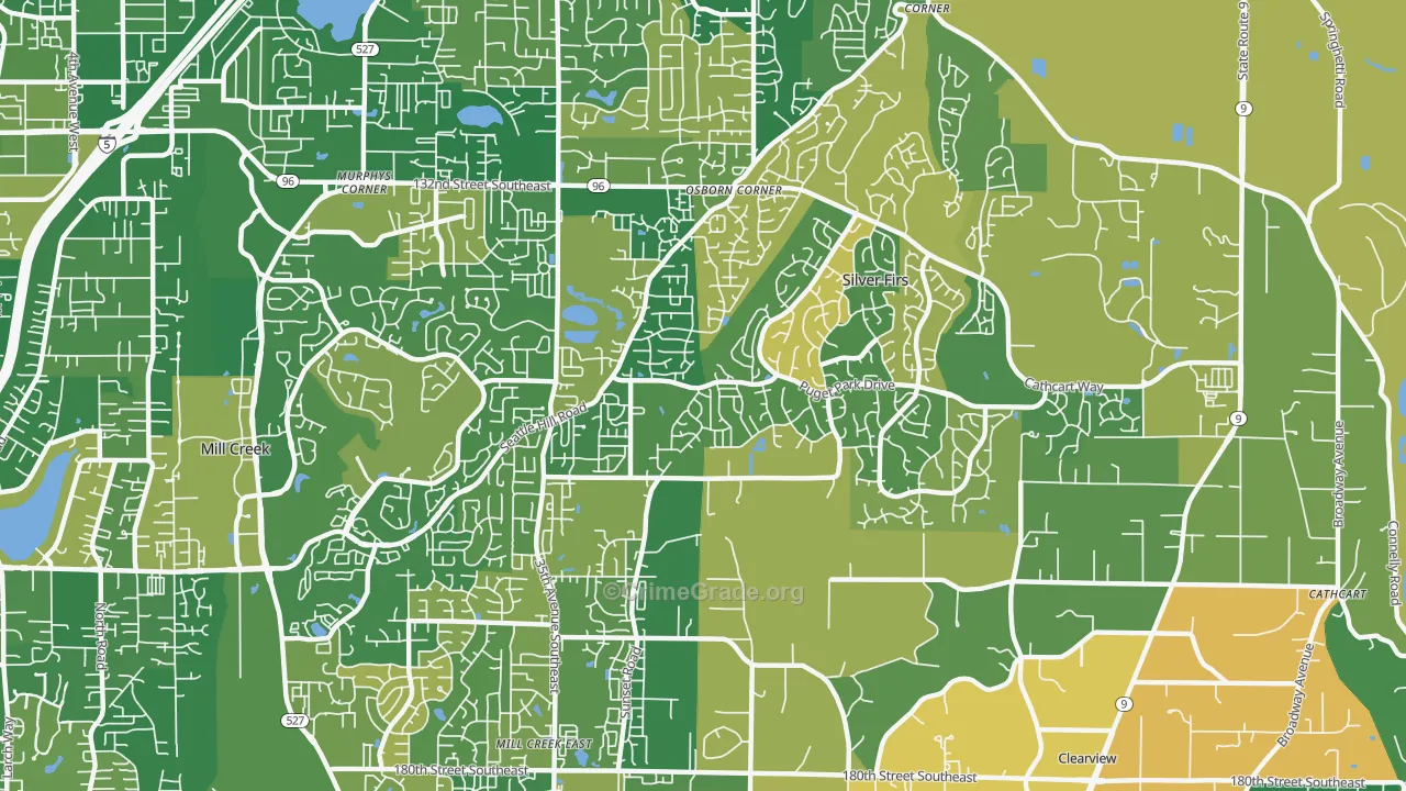 Seattle Hill-Silver Firs, Silver Firs, WA Map of Arson Rates