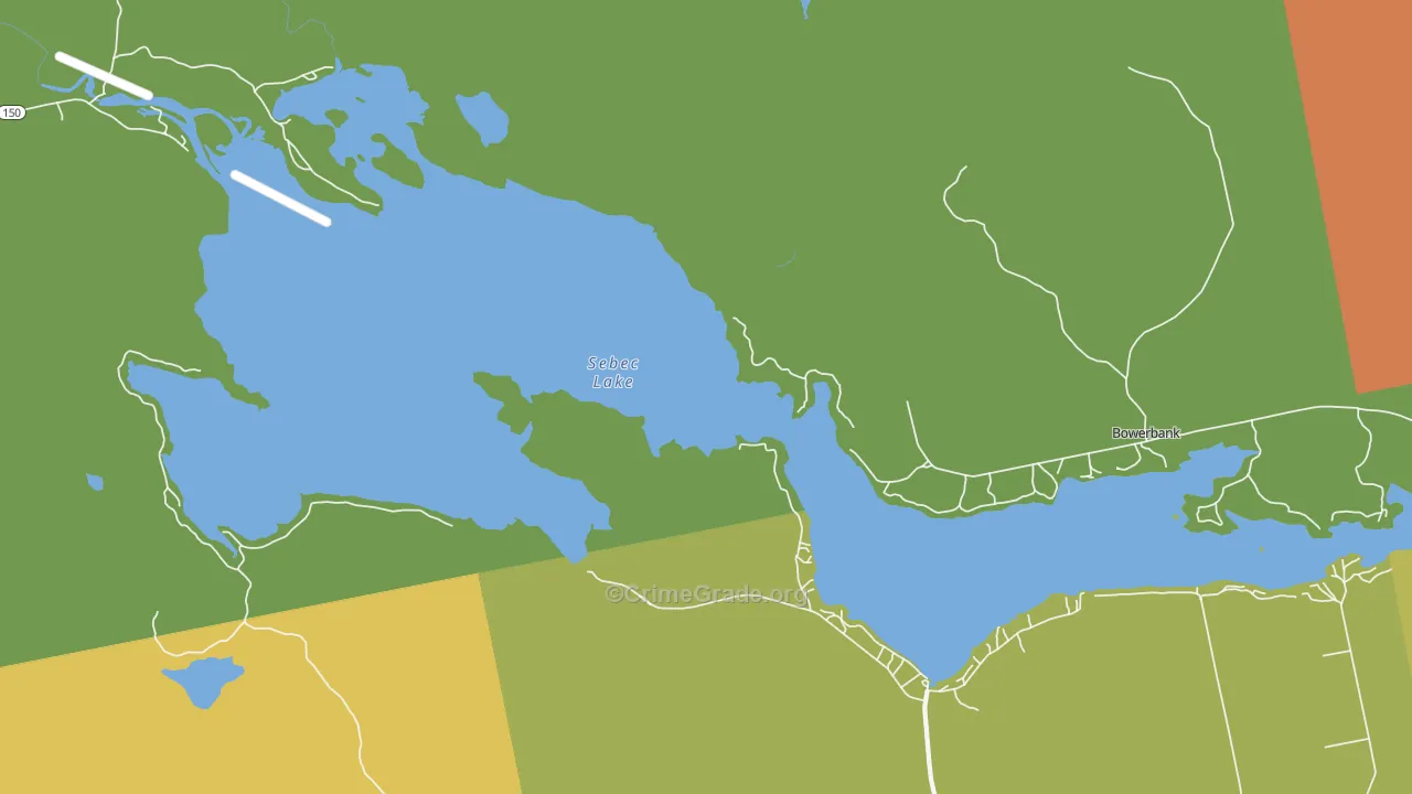 Sebec Lake, ME Map of Arson Rates