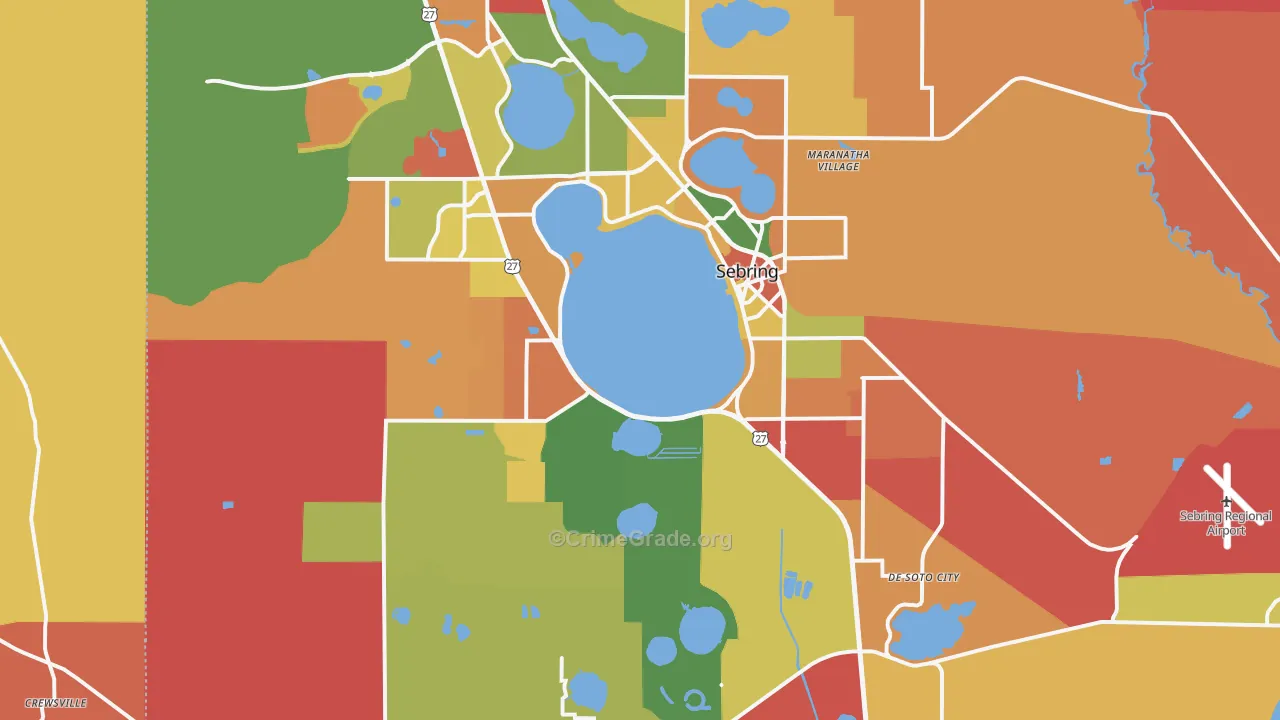 Sebring, FL Map of Arson Rates