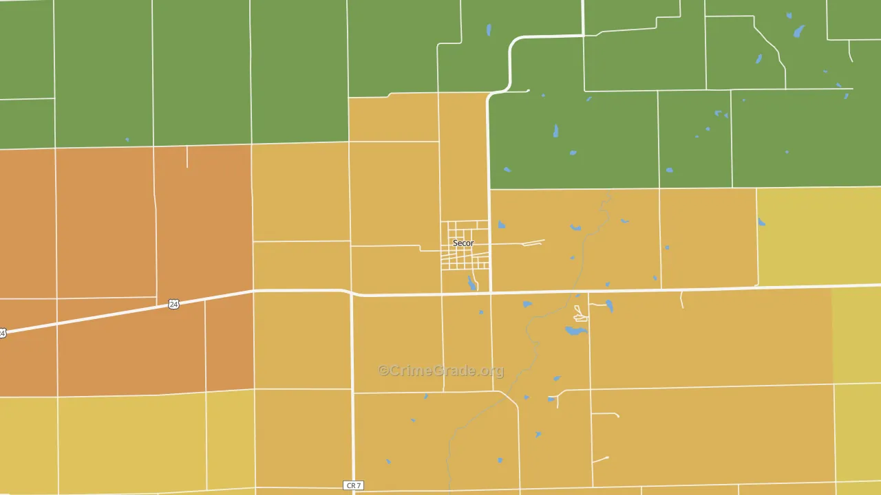 Secor, IL Map of Arson Rates