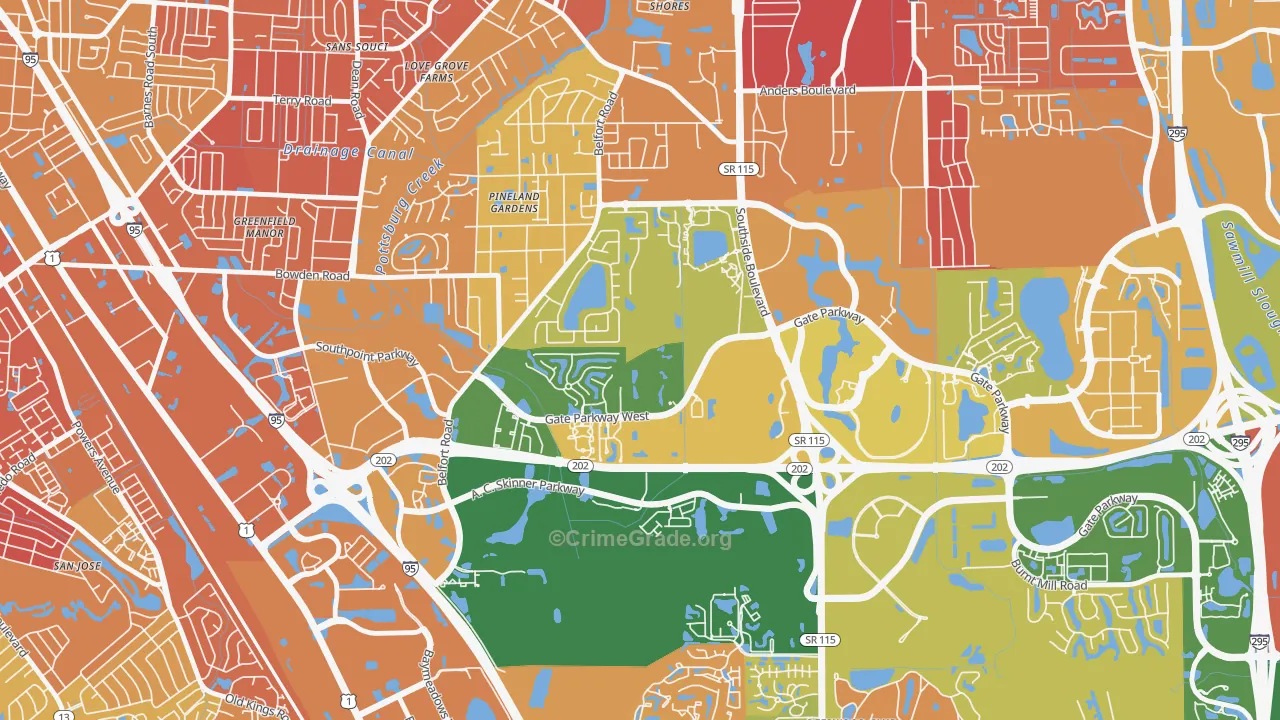 Secret Cove, Jacksonville, FL Map of Arson Rates