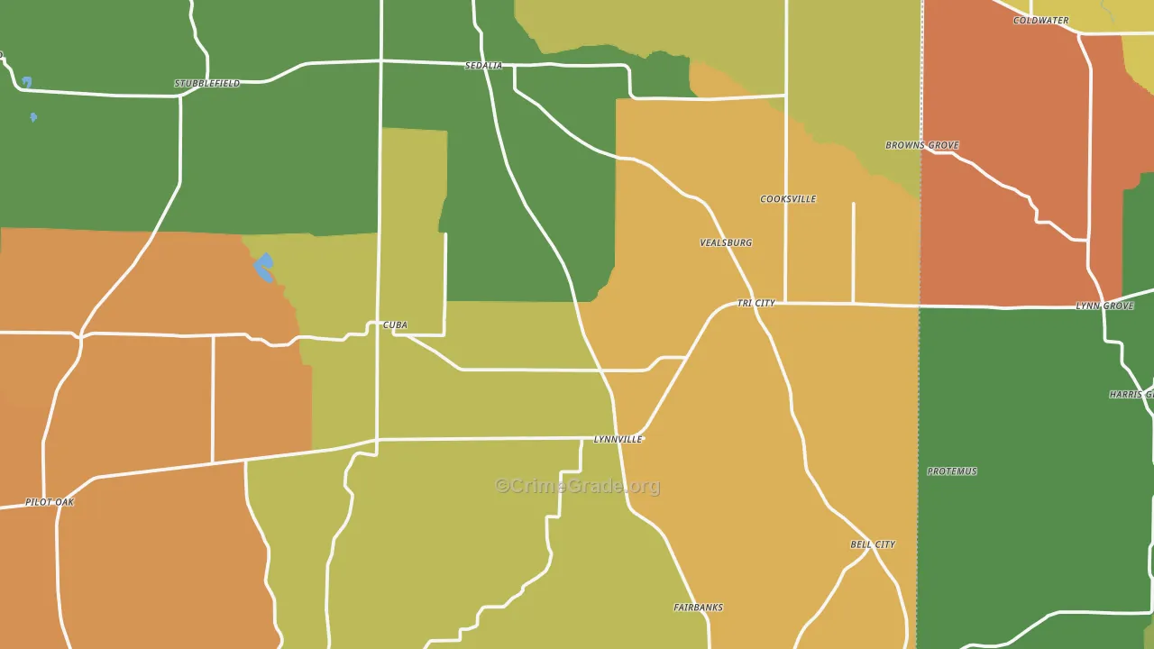 Sedalia, KY Map of Arson Rates