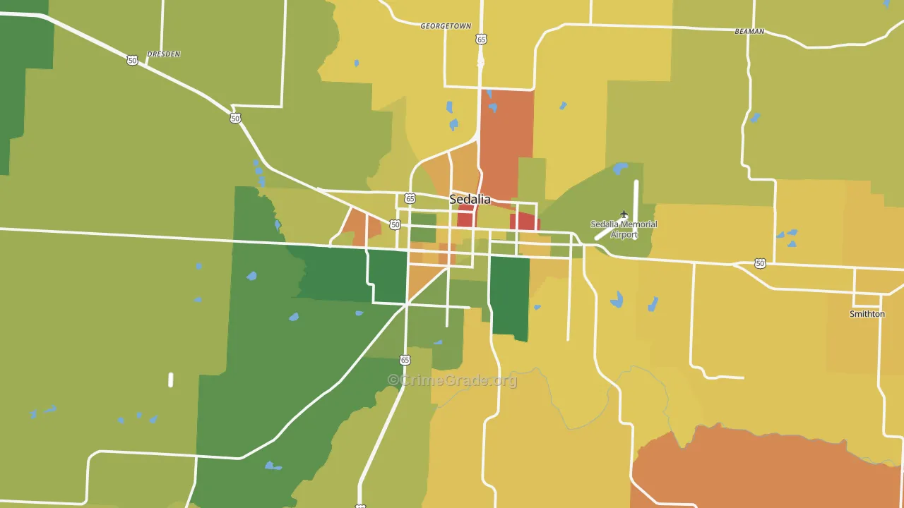 Sedalia, MO Map of Arson Rates