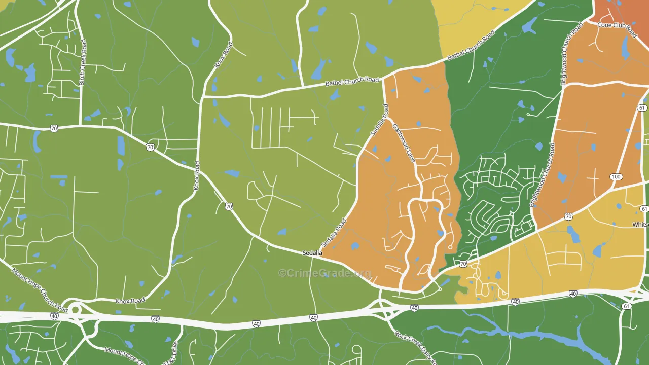 Sedalia, NC Map of Arson Rates