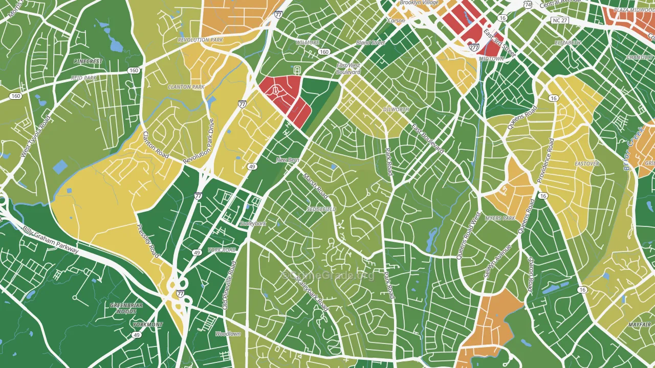 Sedgefield, Charlotte, NC Map of Arson Rates