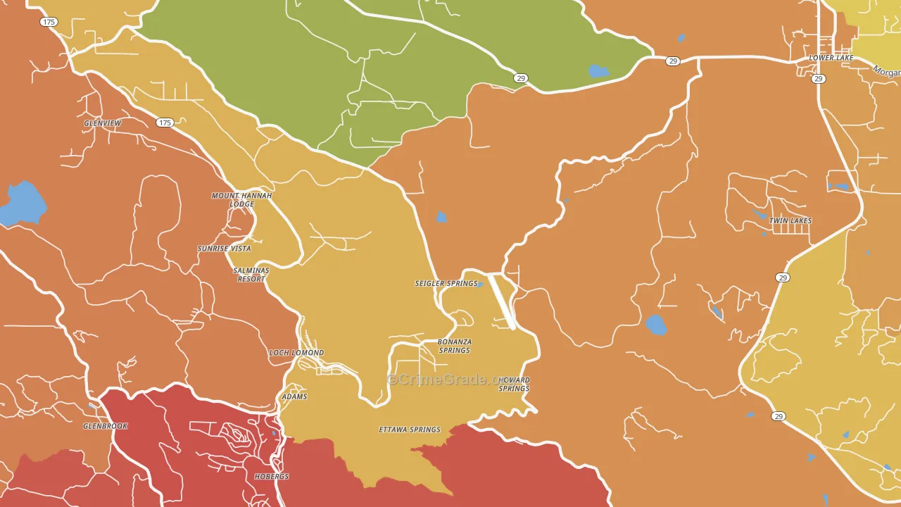 Seigler Springs, CA Map of Arson Rates