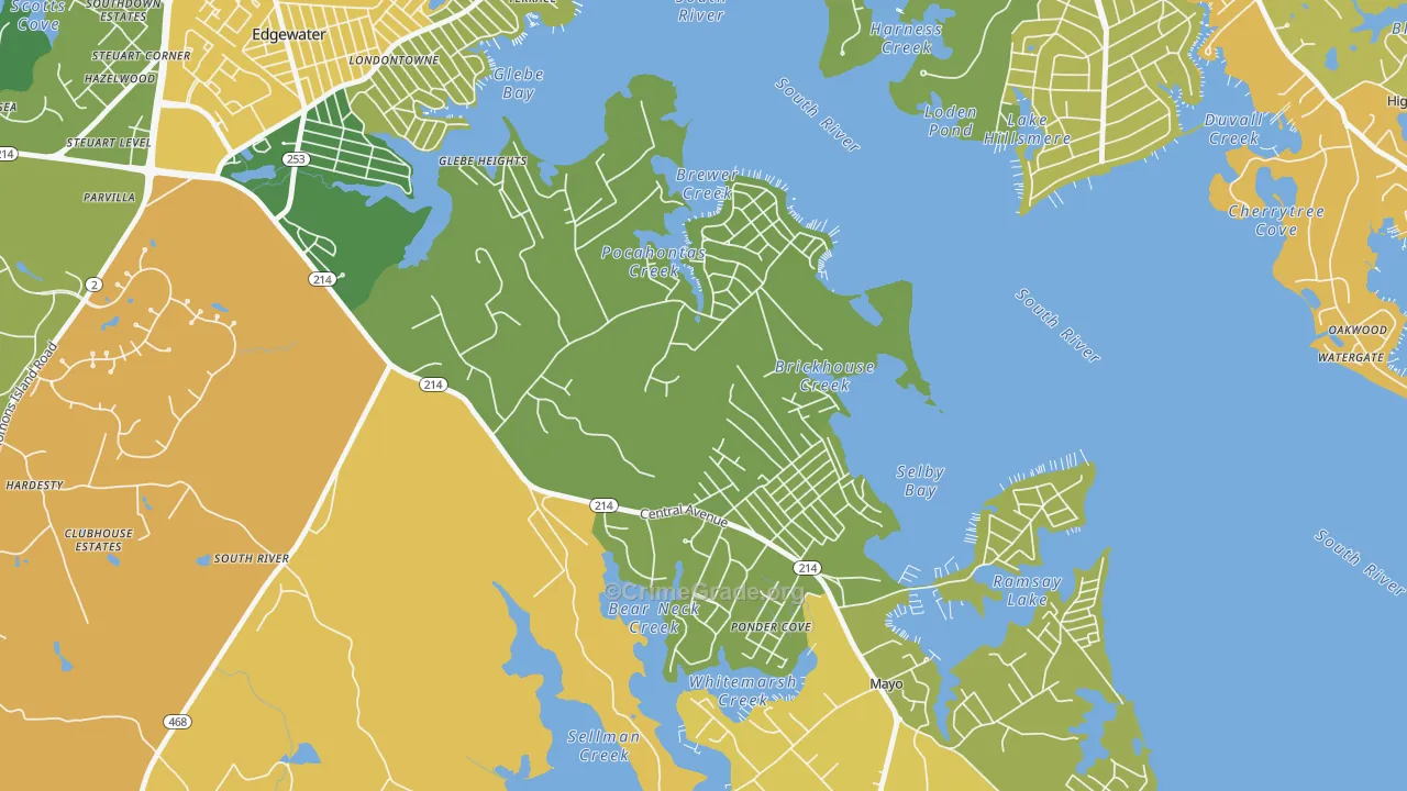 Selby-on-the-Bay, Mayo, MD Map of Arson Rates