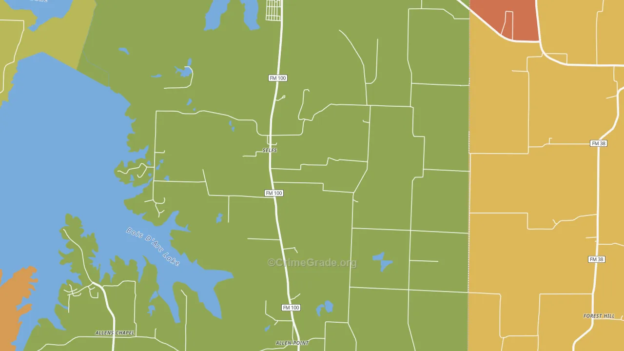 Selfs, TX Map of Arson Rates