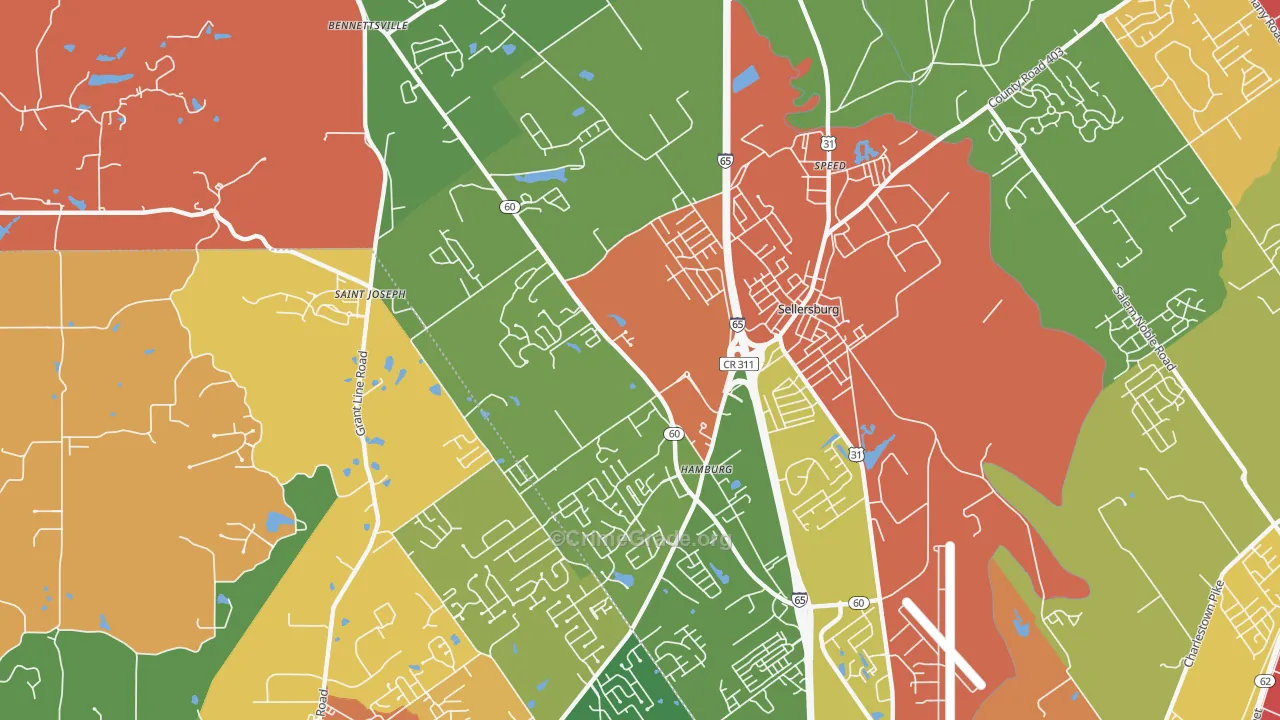 Sellersburg, IN Map of Arson Rates
