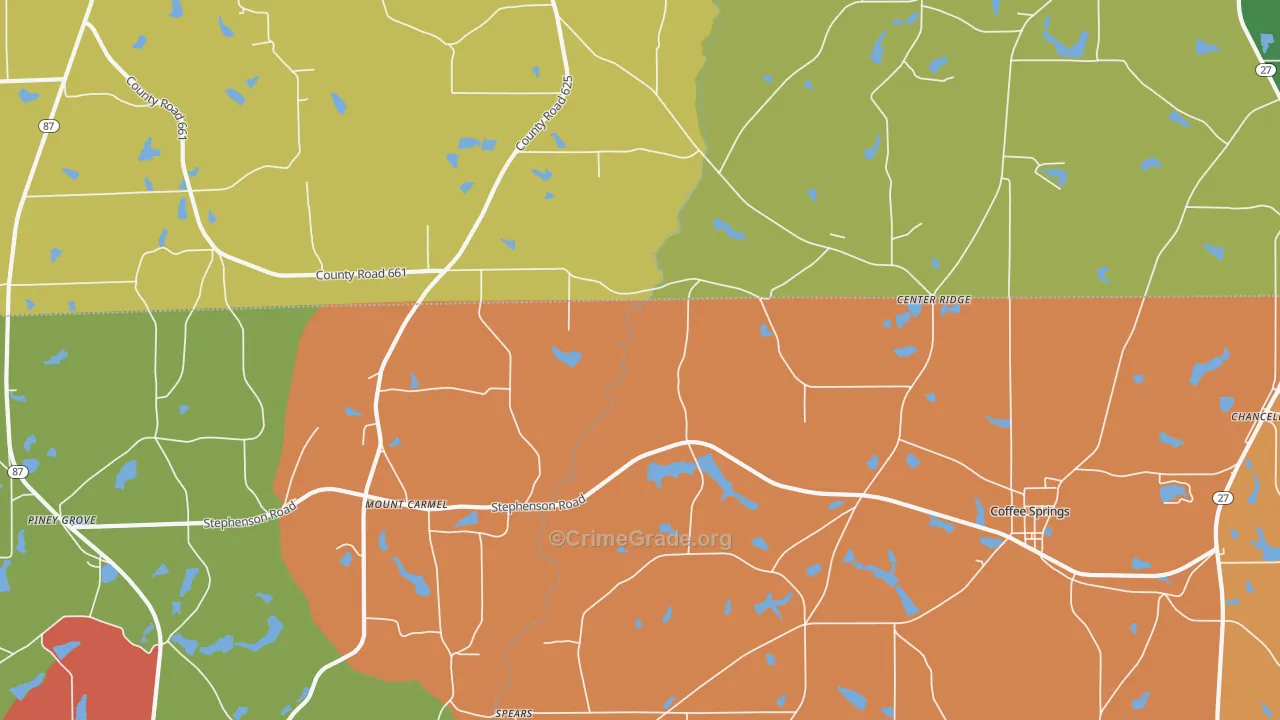 Sellersville, AL Map of Arson Rates