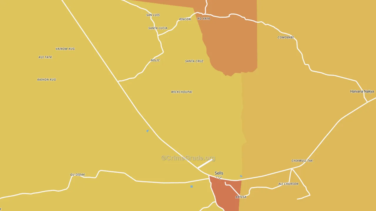 Sells, AZ Map of Arson Rates