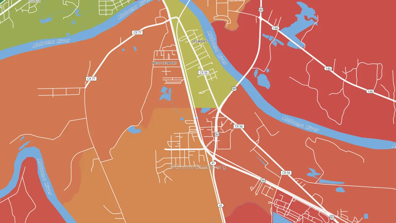 Selmont-West Selmont, AL Map of Arson Rates