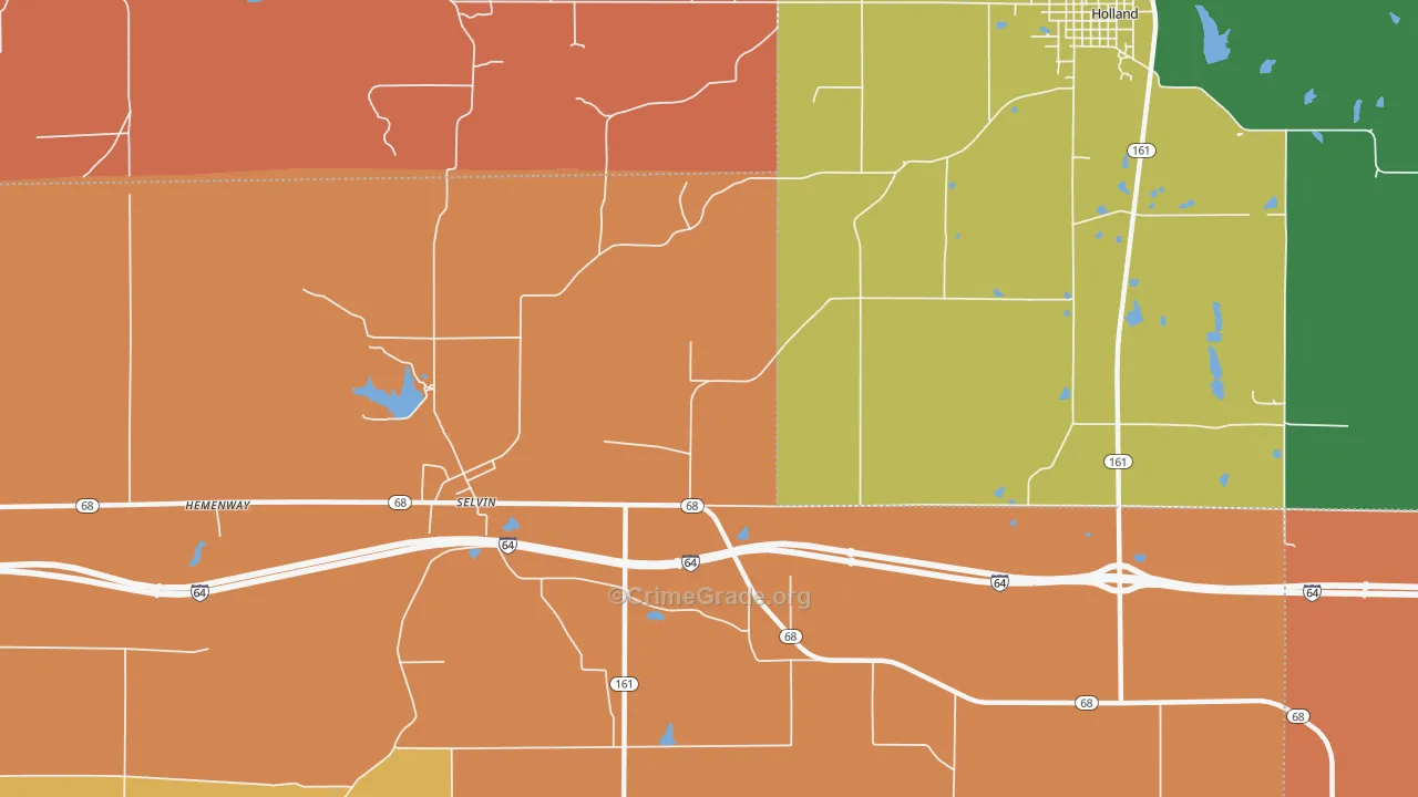 Selvin, IN Map of Arson Rates