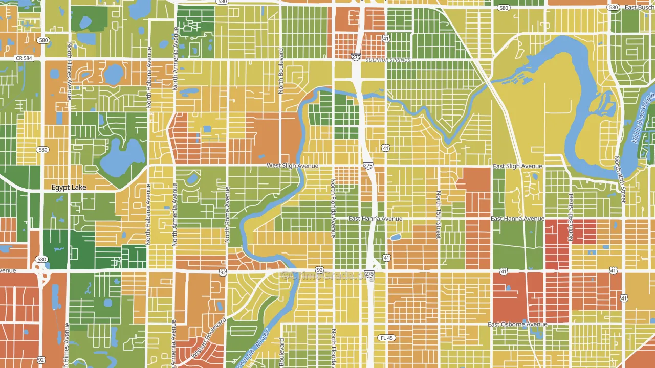Seminole Heights, Tampa, FL Map of Arson Rates