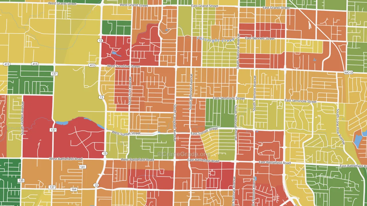 Seminole Holland, Springfield, MO Map of Arson Rates