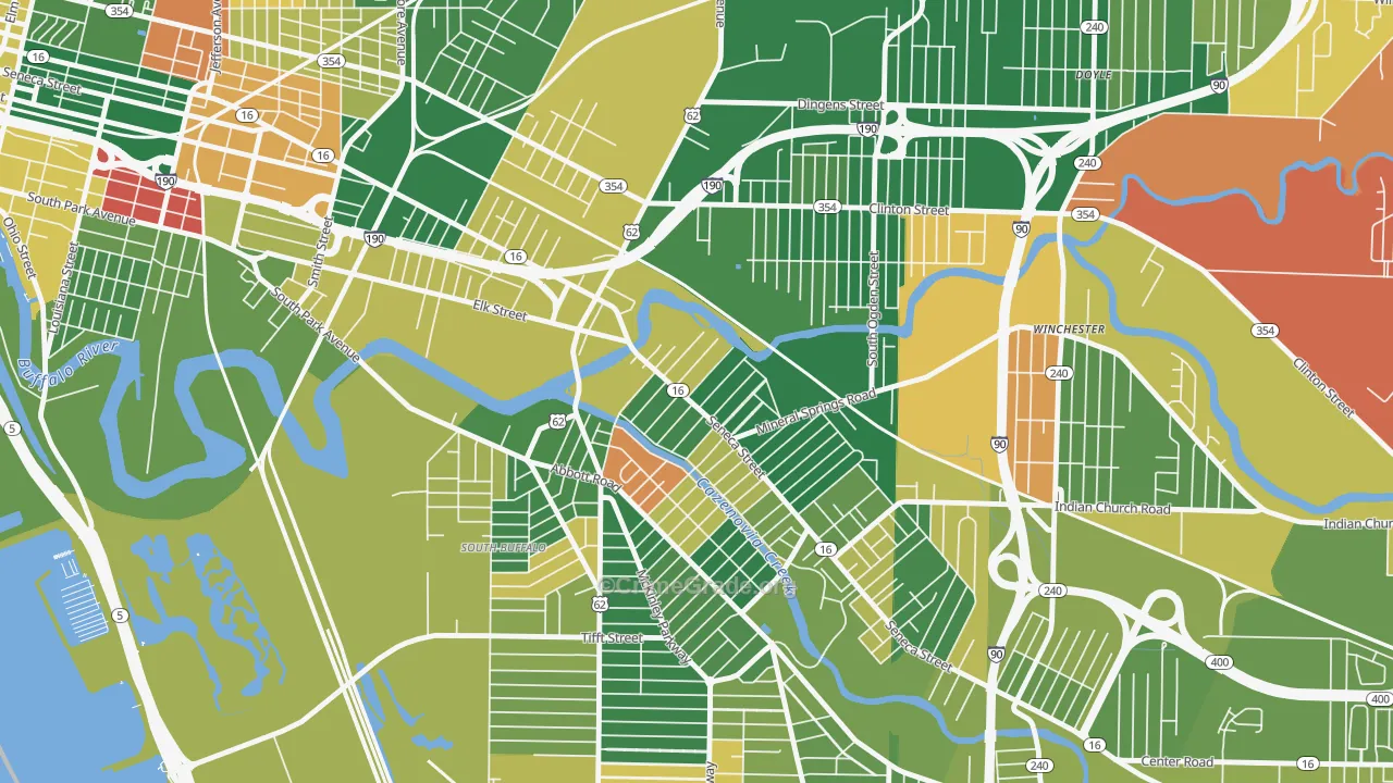 Seneca, Buffalo, NY Map of Arson Rates