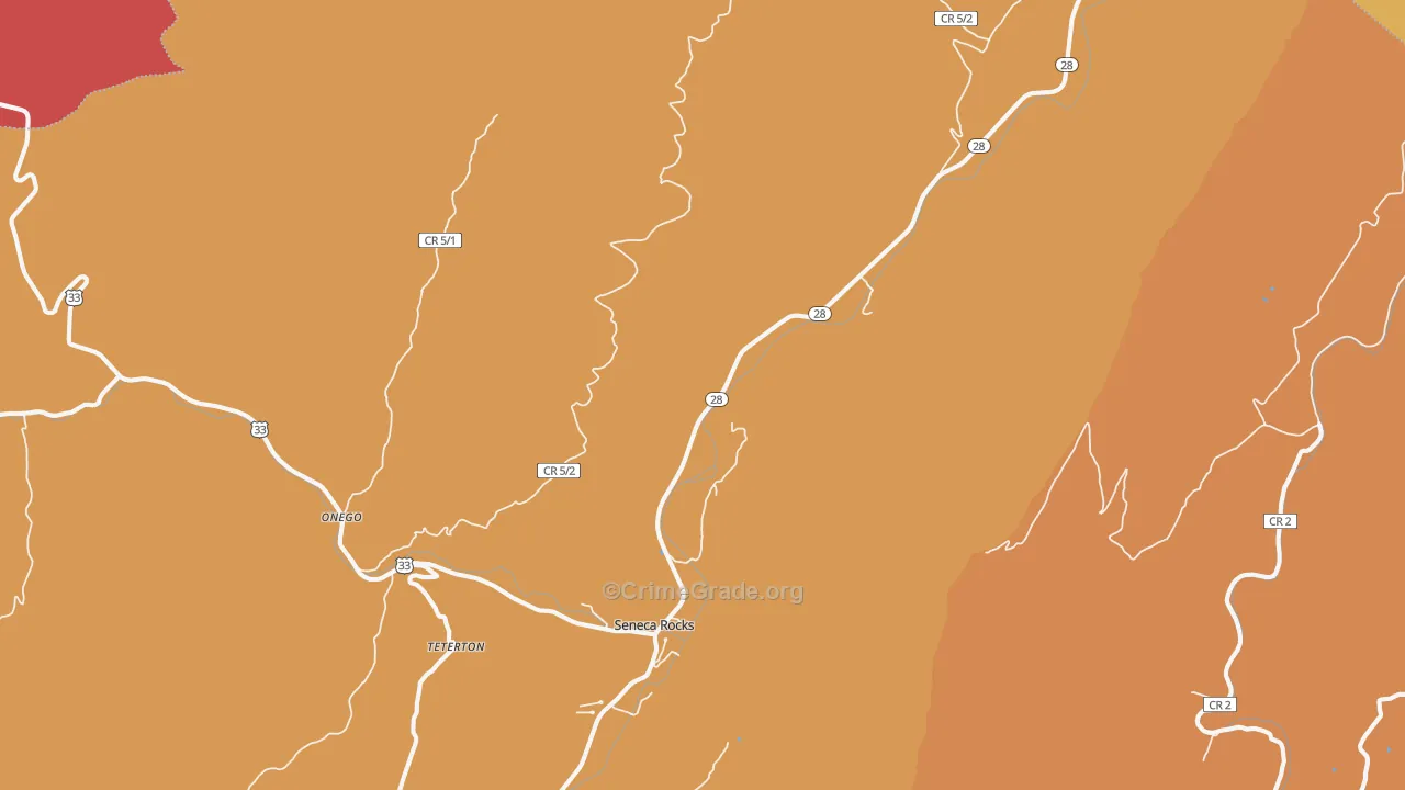Seneca Rocks, WV Map of Arson Rates