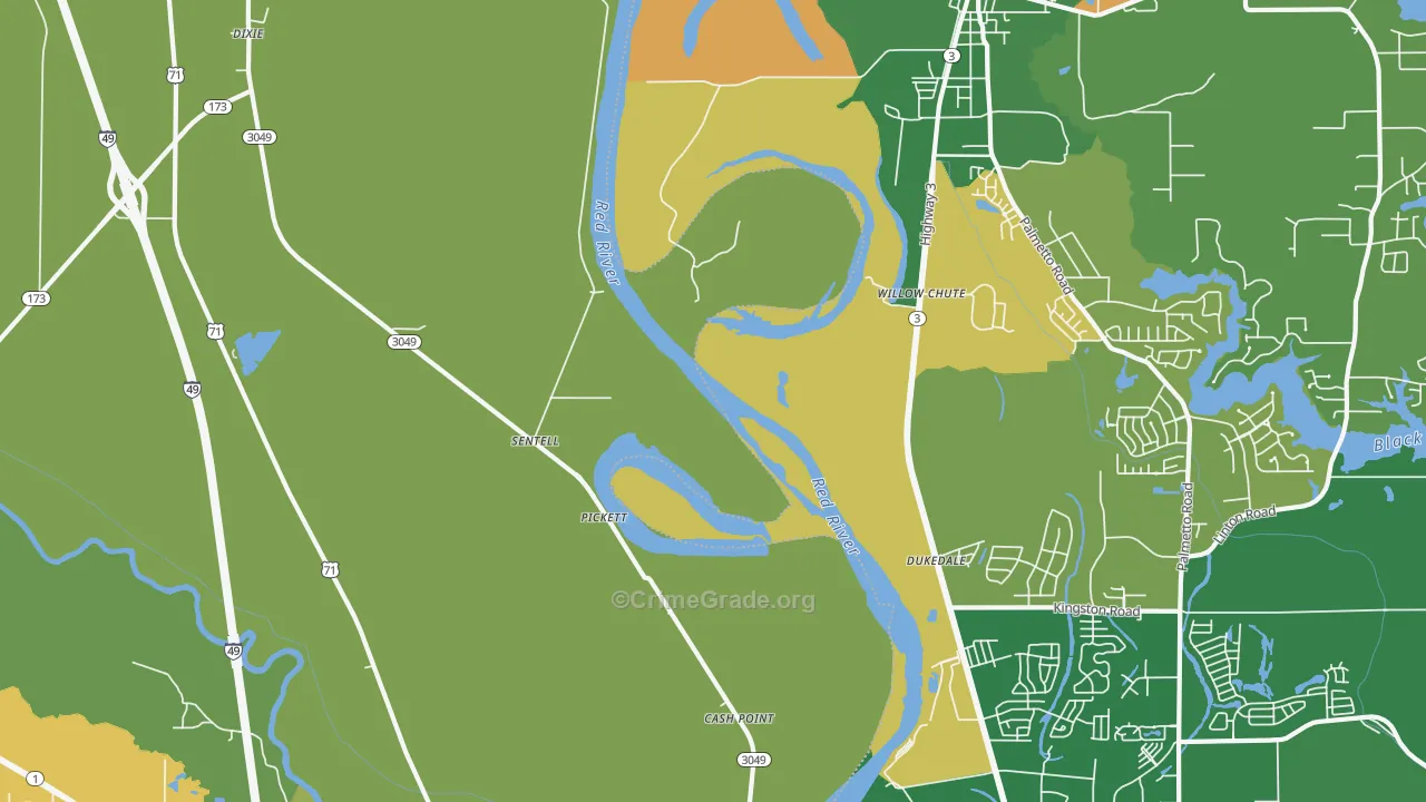 Sentell, LA Map of Arson Rates