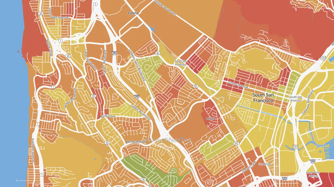Serra Highlands, South San Francisco, CA Map of Arson Rates