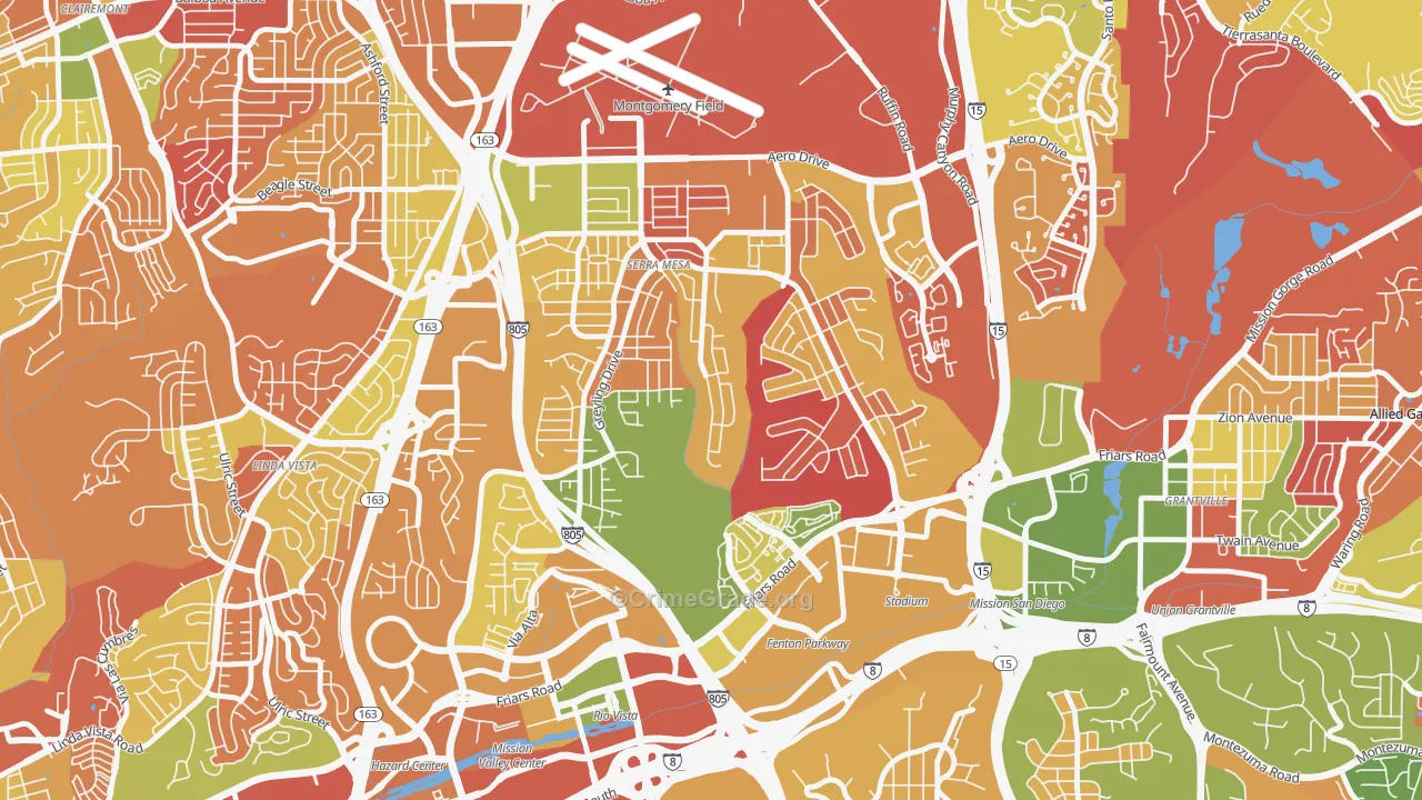 Serra Mesa, San Diego, CA Map of Arson Rates