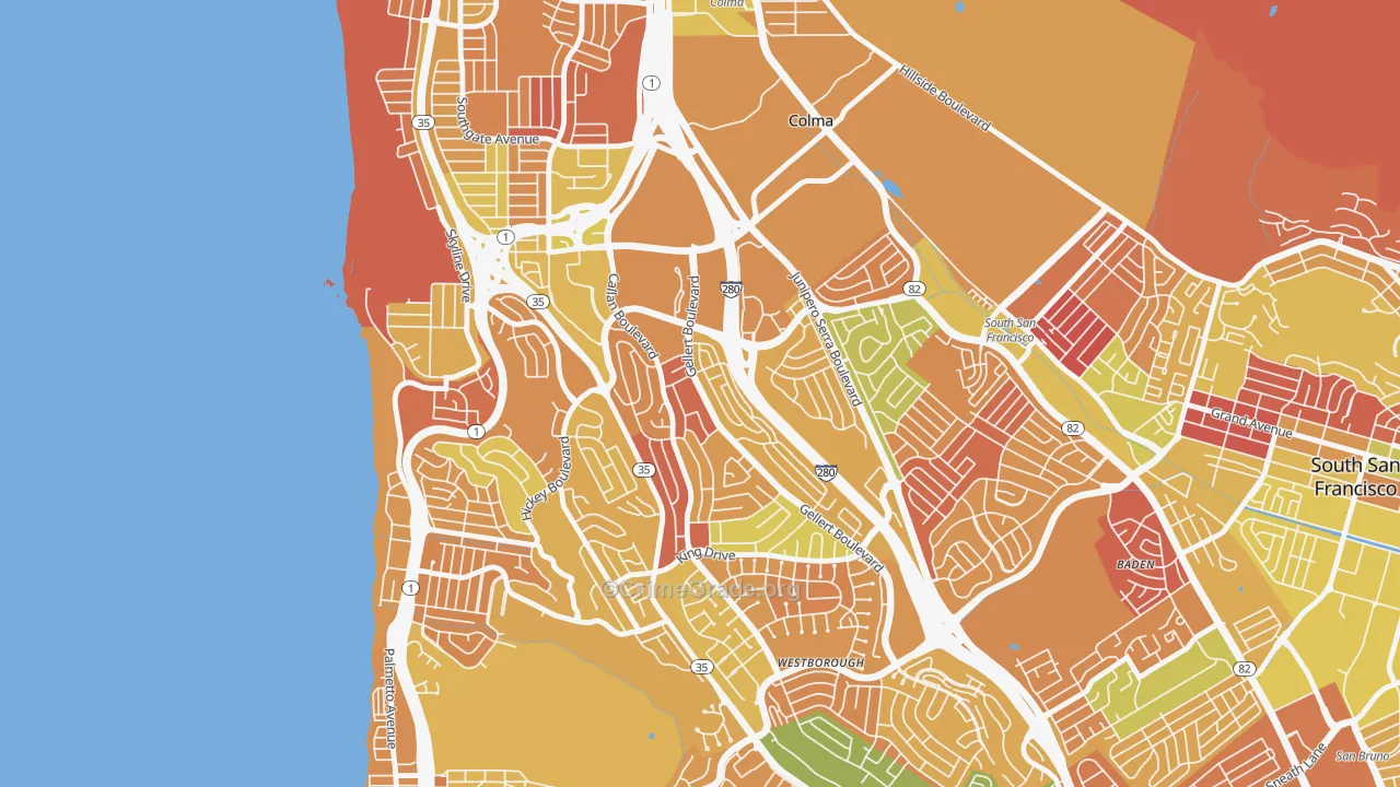 Serramonte, Daly City, CA Map of Arson Rates
