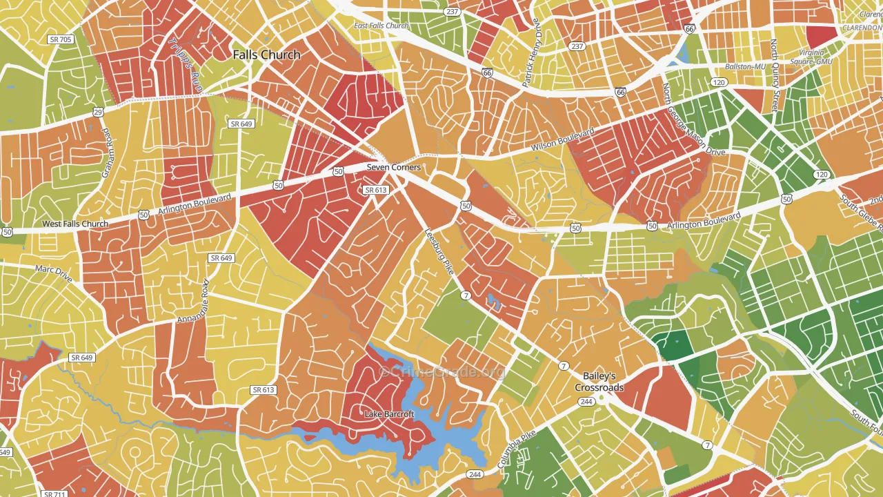 Seven Corners, VA Map of Arson Rates