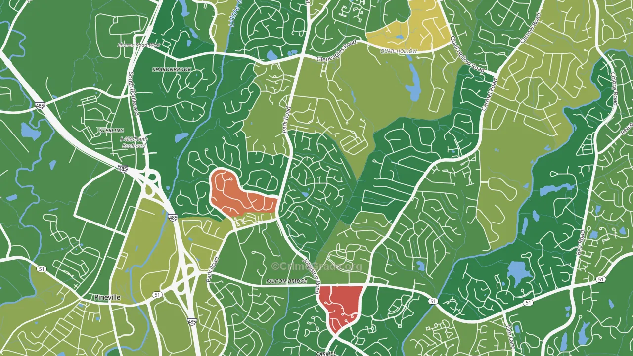 Seven Eagles, Charlotte, NC Map of Arson Rates