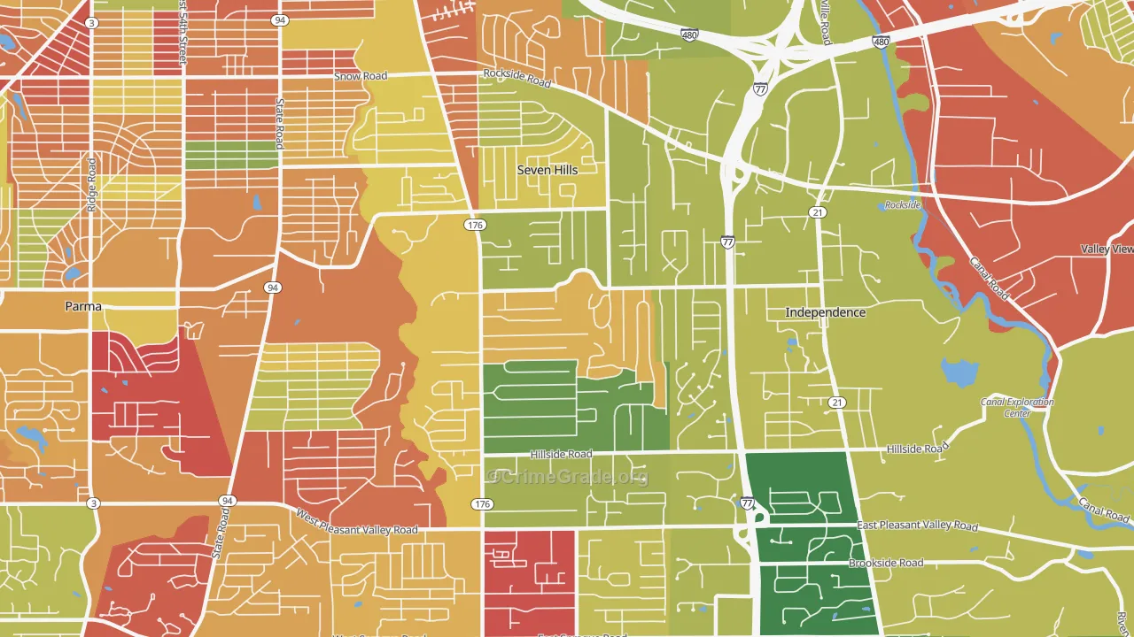 Seven Hills, OH Map of Arson Rates