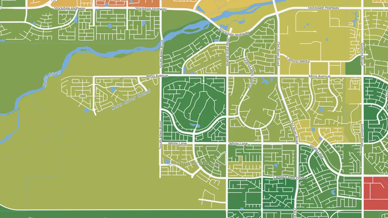 Seven Oaks at Grand Island, Bakersfield, CA Map of Arson Rates